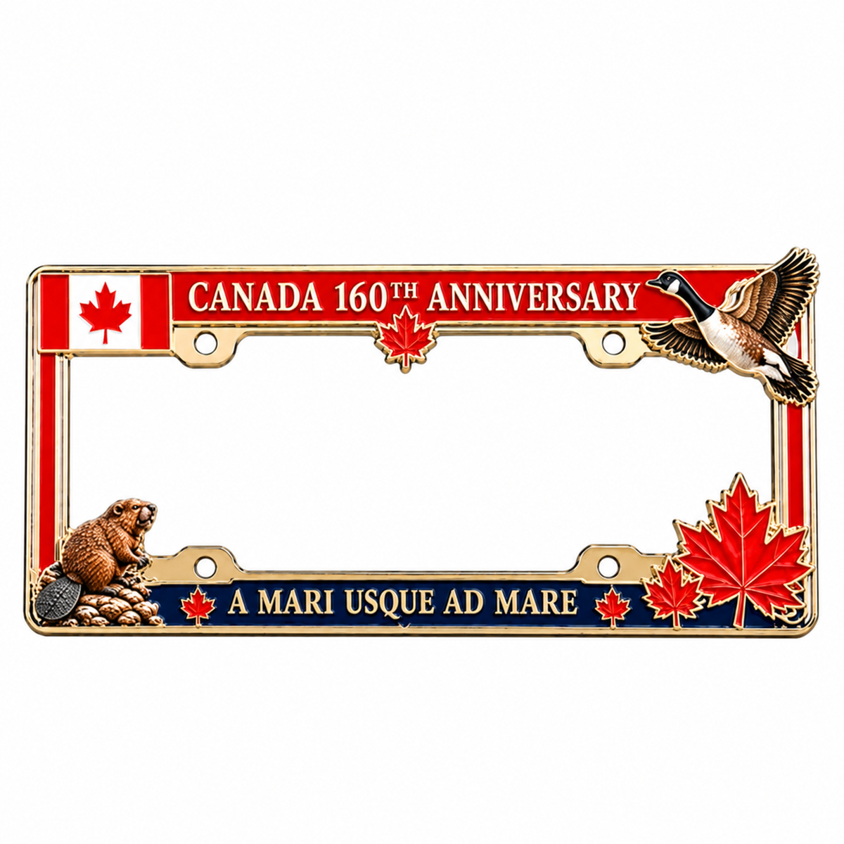 🍁🚗 Canada 160th Anniversary Commemorative Metal License Plate Frame
