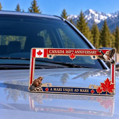 🍁🚗 Canada 160th Anniversary Commemorative Metal License Plate Frame