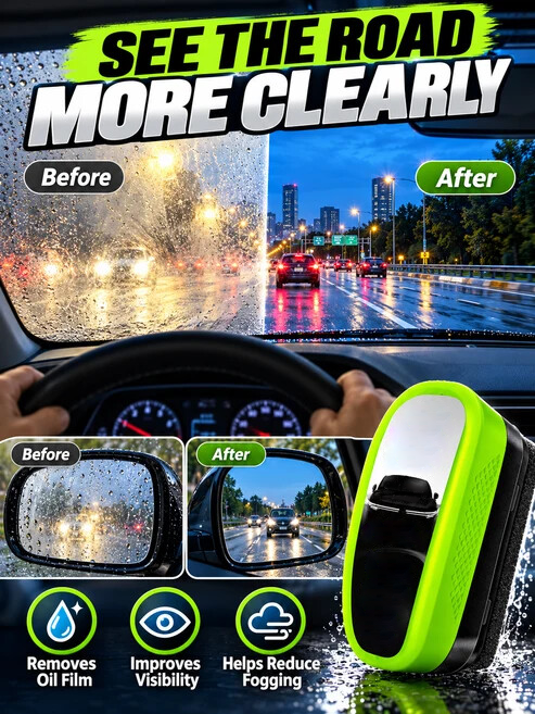 🚗 Car Care Deal – Windshield Glass Cleaning Pad ✨ Oil-Film Removing Brush for Clearer, Rain-Resistant Auto Glass 💧