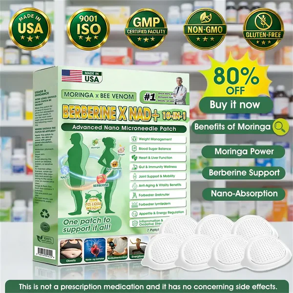 🧑‍⚕️🩺 Moringa · Berberine × NAD+ 𝟏𝟎-𝐢𝐧-𝟏 𝐀𝐝𝐯𝐚𝐧𝐜𝐞𝐝 𝐍𝐚𝐧𝐨 𝐌𝐢𝐜𝐫𝐨𝐧𝐞𝐞𝐝𝐥𝐞 𝐏𝐚𝐭𝐜𝐡 — 𝐎𝐧𝐜𝐞 𝐃𝐚𝐢𝐥𝐲, 𝐕𝐢𝐬𝐢𝐛𝐥𝐞 𝐑𝐞𝐬𝐮𝐥𝐭𝐬 𝐢𝐧 𝟕 𝐃𝐚𝐲𝐬✨