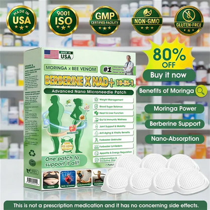 🧑‍⚕️🩺 Moringa · Berberine × NAD+ 𝟏𝟎-𝐢𝐧-𝟏 𝐀𝐝𝐯𝐚𝐧𝐜𝐞𝐝 𝐍𝐚𝐧𝐨 𝐌𝐢𝐜𝐫𝐨𝐧𝐞𝐞𝐝𝐥𝐞 𝐏𝐚𝐭𝐜𝐡 — 𝐎𝐧𝐜𝐞 𝐃𝐚𝐢𝐥𝐲, 𝐕𝐢𝐬𝐢𝐛𝐥𝐞 𝐑𝐞𝐬𝐮𝐥𝐭𝐬 𝐢𝐧 𝟕 𝐃𝐚𝐲𝐬✨
