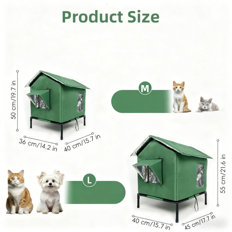 🐱 LIMITED-TIME 50% OFF! ✨ All-Weather Elevated Outdoor Cat House – Waterproof, Thermal Lining, Foldable 9