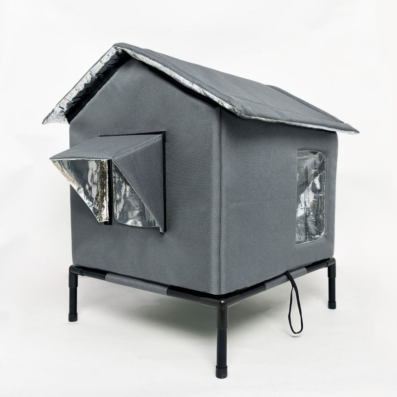 🐱 LIMITED-TIME 50% OFF! ✨ All-Weather Elevated Outdoor Cat House – Waterproof, Thermal Lining, Foldable 12