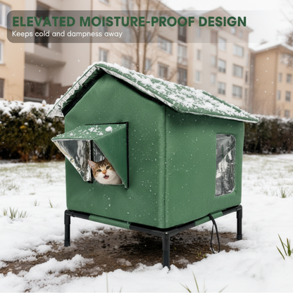 🐱 LIMITED-TIME 50% OFF! ✨ All-Weather Elevated Outdoor Cat House – Waterproof, Thermal Lining, Foldable 6