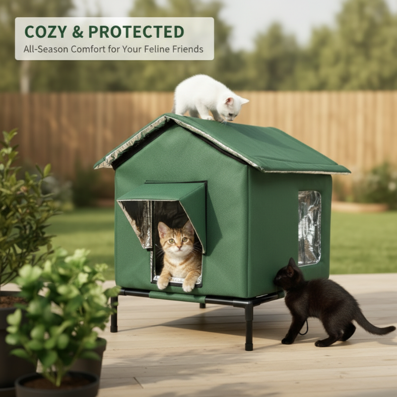 🐱 LIMITED-TIME 50% OFF! ✨ All-Weather Elevated Outdoor Cat House – Waterproof, Thermal Lining, Foldable 2