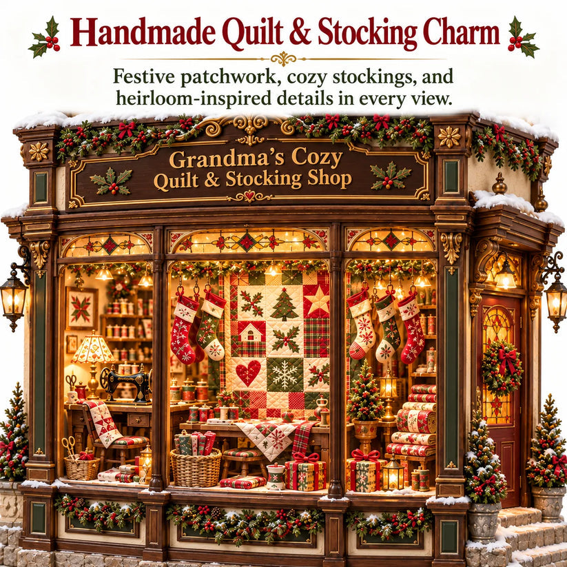 🧵 Grandma’s Cozy Quilt Shop DIY Kit 🎄 | Light-Up Christmas Miniature | Build Your Own Holiday Tradition