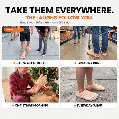 🤣🎁Realistic Barefoot Prank Slippers – The Gift That Gets Everyone Laughing