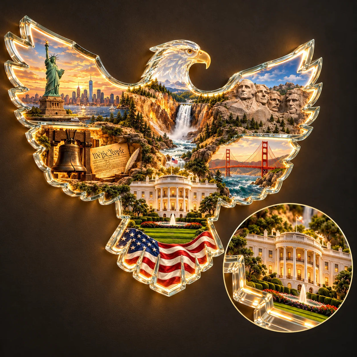 🦅🇺🇸 American Heritage™ Lighted Eagle Wall Art ✨