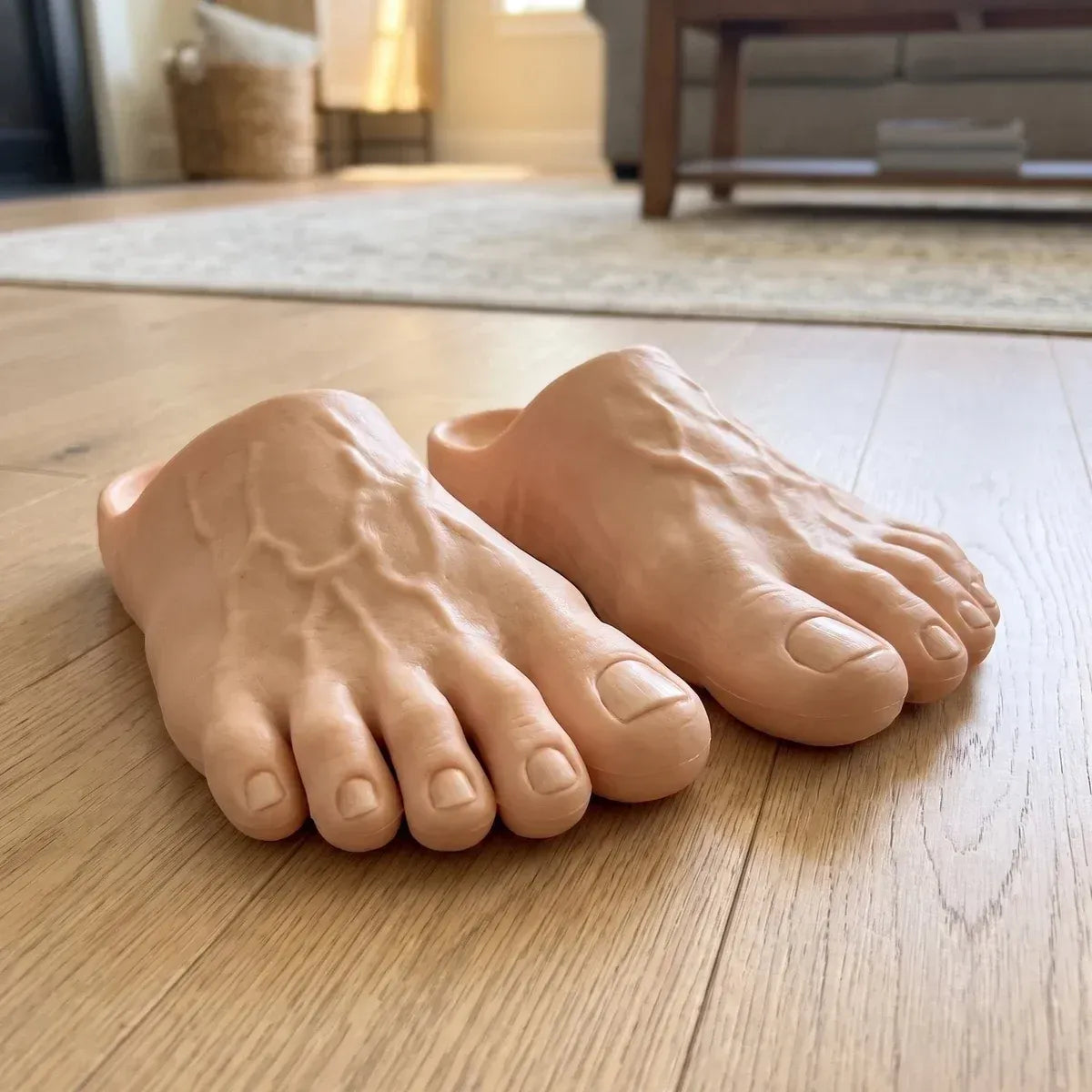 🤣🎁Realistic Barefoot Prank Slippers – The Gift That Gets Everyone Laughing