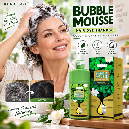 💞Black Friday Sale 50% OFF!!💇‍♀️💈Long-Lasting Plant-Based Bubble Mousse Hair Dye Shampoo, Gentle At-Home Gray Hair Coverage🛡️👍