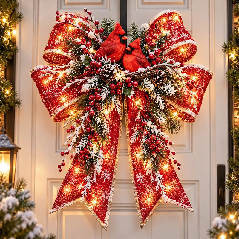 📌🎄 Christmas Magic Bow Door Hangers – Oversized Light-Up Holiday Bows in 6 Festive Styles🎀