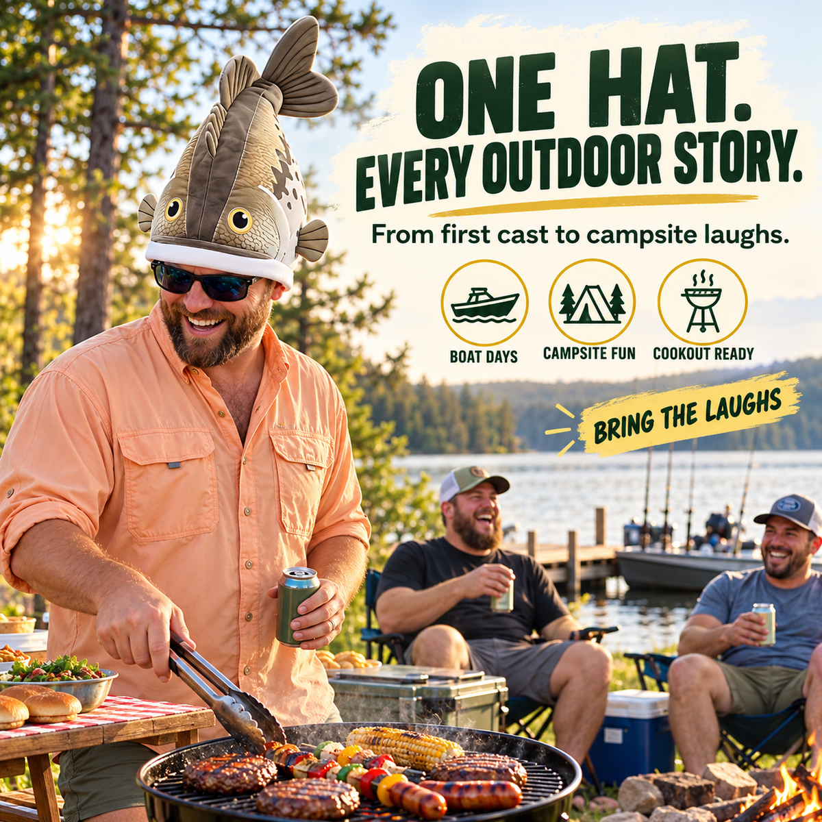 🐟 3D Fish-Shaped Novelty Hat — Funny Fishing Gift for Anglers, Lake Days & Parties