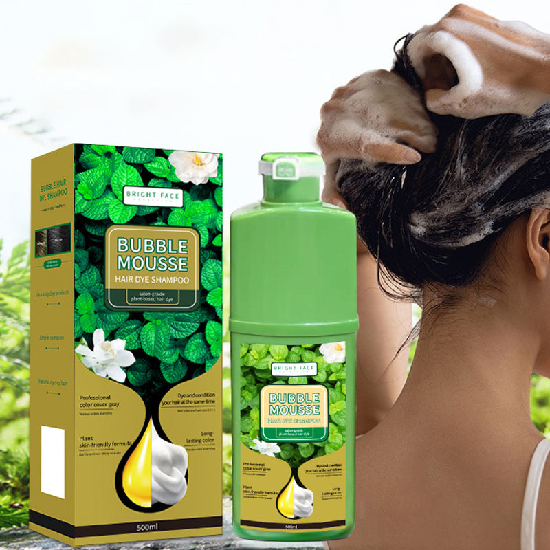 💞Black Friday Sale 50% OFF!!💇‍♀️💈Long-Lasting Plant-Based Bubble Mousse Hair Dye Shampoo, Gentle At-Home Gray Hair Coverage🛡️👍